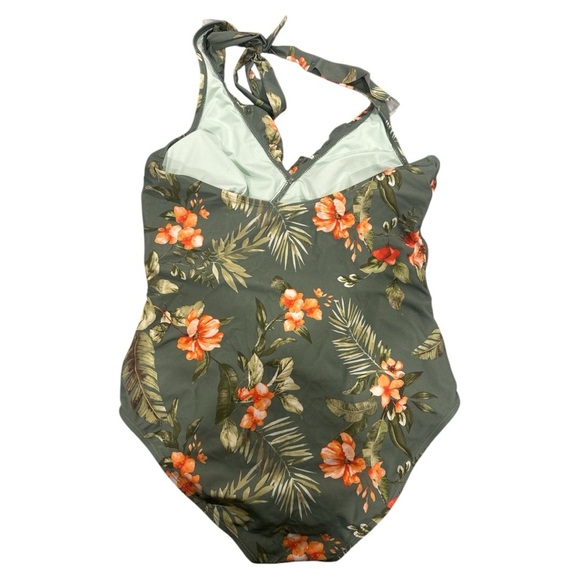 Cupshe Green and Orange Floral One Piece Swimsuit with Ruffle Detail - Picture 7 of 7